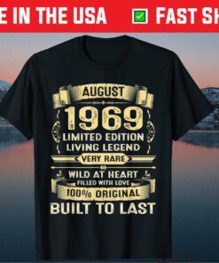 Vintage 50 Years Old August 1969 50th Birthday Classic T-Shirt