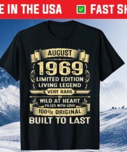 Vintage 50 Years Old August 1969 50th Birthday Classic T-Shirt