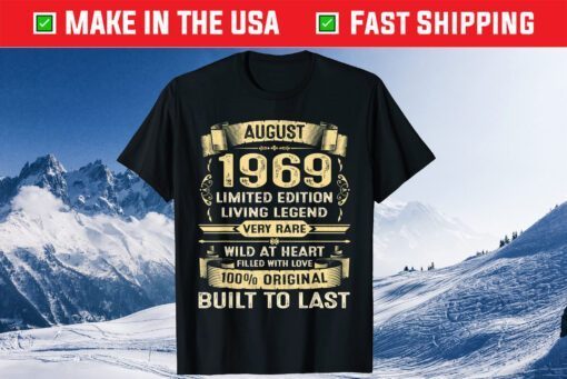 Vintage 50 Years Old August 1969 50th Birthday Classic T-Shirt