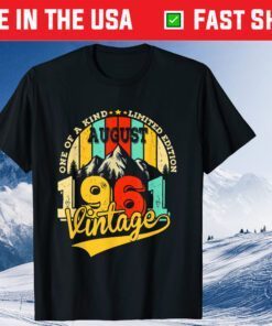 Vintage August 1961 Retro 60th Birthday Limited Edition Us 2021 T-Shirt