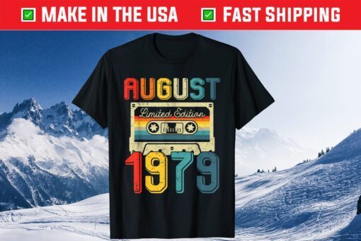 Vintage August 1979 Cassette Tape 42nd Birthday Decoration US 2021 T-Shirt