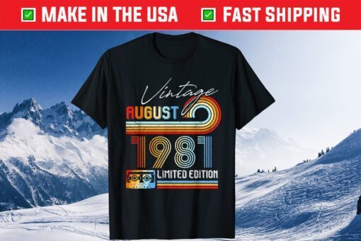 Vintage August 1981 Limited Edition Cassette Tape 40th Birthday T-Shirt
