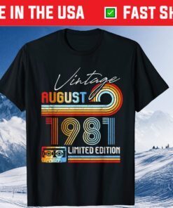 Vintage August 1981 Limited Edition Cassette Tape 40th Birthday T-Shirts