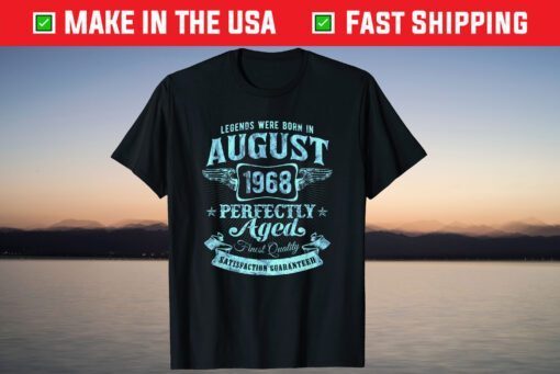 Vintage Faded Born In August 1968 53rd Birthday T-Shirt