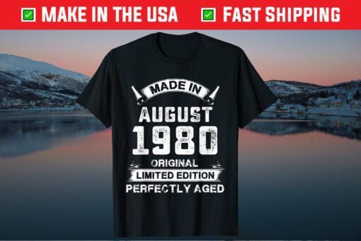 Vintage Made In August 1980 Birthday 41 Years Old Classic T-Shirt