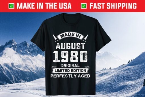 Vintage Made In August 1980 Birthday 41 Years Old Classic T-Shirt