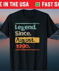 Vintage Retro Legend Since August 1990 30th Birthday Classic T-Shirt