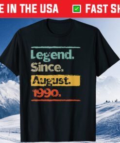 Vintage Retro Legend Since August 1990 30th Birthday Classic T-Shirt