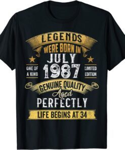 Legend Were Born in July 1987 34 Year Old 34 Birthday T-Shirt