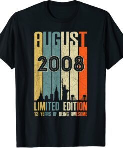 August 2008 13 Birthday 13 Year Old 2008 Birthday Vintage T-Shirt