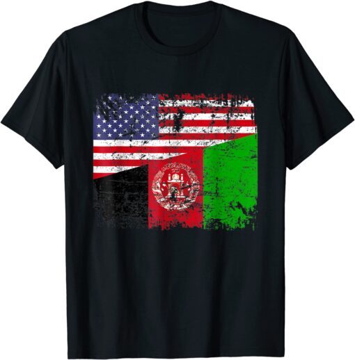 AFGHAN ROOTS Half American Flag USA AFGHANISTAN FLAG Shirt