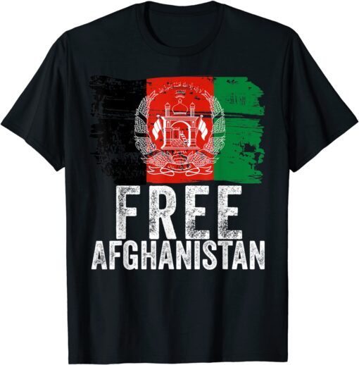 Free Afghanistan Vintage Afghanistan Flag Tee Shirt