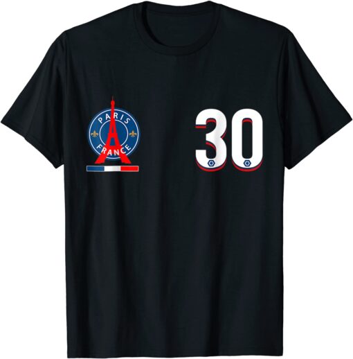 Messis Loves Paris PSGS France For Soccer Fans No.30 FC Gift Shirt
