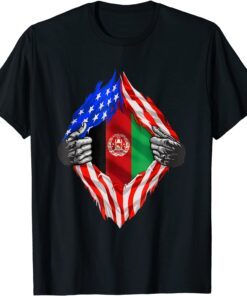 Super Afghan Heritage Afghanistan Roots USA Flag Tee Shirt