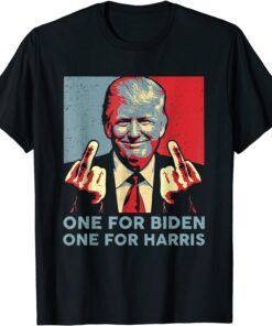 Trump Middle Finger Biden Harris Republican American Flag T-Shirt