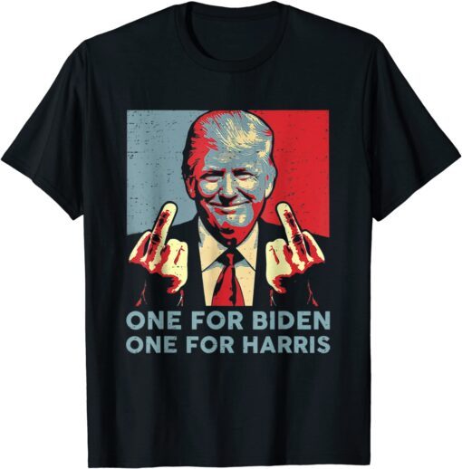 Trump Middle Finger Biden Harris Republican American Flag T-Shirt