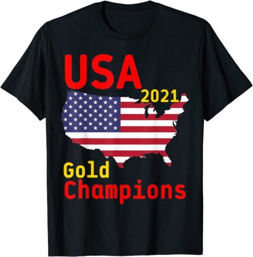 USA 2021 Gold Champions Football Team T-Shirt