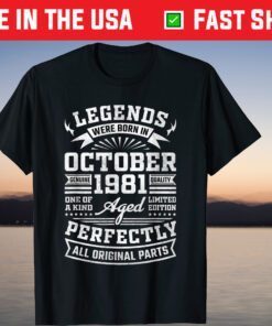 Vintage October 1981 40th Birthday 40 Years Old Tee Shirt
