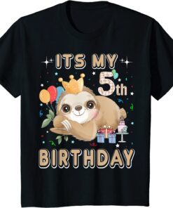 Kids Its My 6th Birthday For Girls Sloth Birthday Costumes Outfit T-Shirt