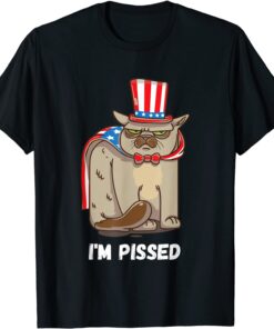 Angry Patriotic Cat USA Flag I'm Pissed USA Cat Tee Shirt