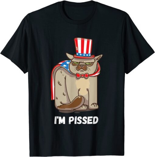 Angry Patriotic Cat USA Flag I'm Pissed USA Cat Tee Shirt