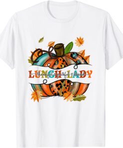 Autumn Fall Outfit Lunch Lady Thankful Grateful Blessed Tee Shirt