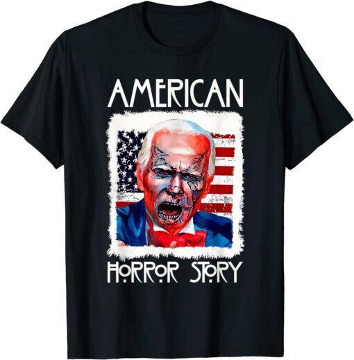 Biden Horror American Zombie Story Halloween Usa Flag Tee Shirt