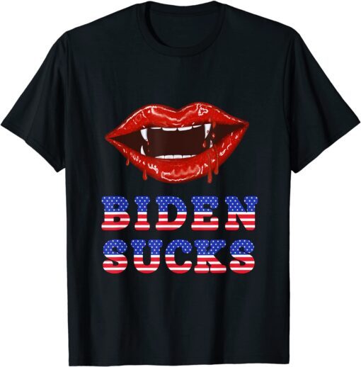 Biden Sucks Sexy Lips Blood and Fangs Vampire Halloween Shirt