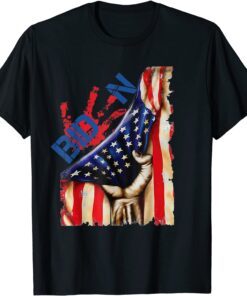 Blood On His Hands Biden Bring Trump Back Distressed US Flag Classic Shirt