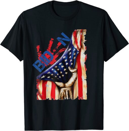 Blood On His Hands Biden Bring Trump Back Distressed US Flag Classic Shirt