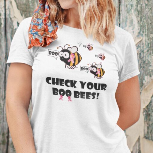 Check Your Boo Bees Breast Cancer Awareness Tee Shirt