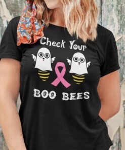 Check Your Boo Bees Halloween Breast Cancer Awareness Tee Shirt