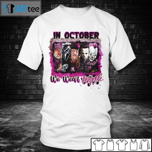 Friends In October We Wear Pink Halloween Gift Shirt