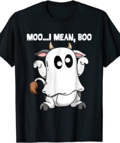Ghost Cow Moo I Mean Boo Pumpkin Moon Halloween Tee Shirt