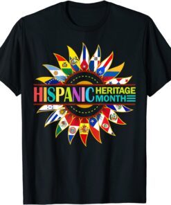 Hispanic Heritage Month Latino Countries Flags Sunflower Shirt
