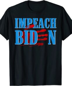 Impeach Biden Blood On His Hands Republican American Flag Tee Shirt