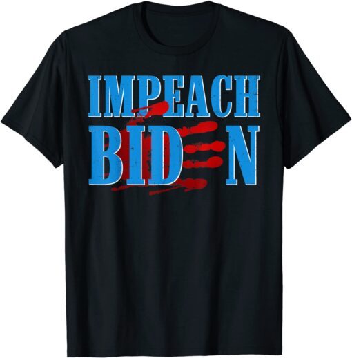 Impeach Biden Blood On His Hands Republican American Flag Tee Shirt