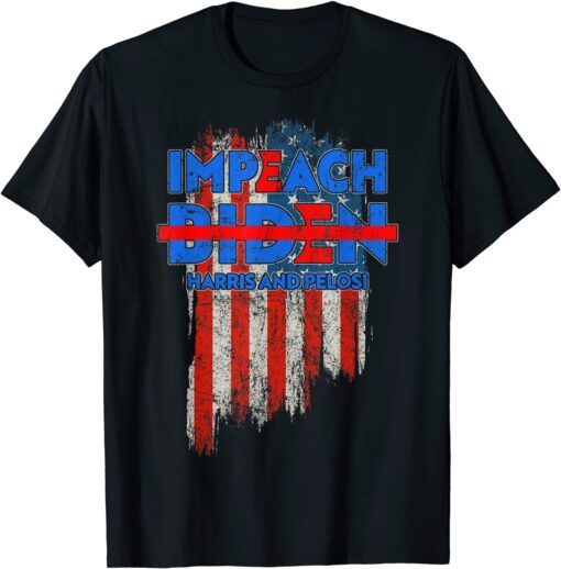 Impeach Joe Biden Kamala Harris Nancy Pelosi 8646 USA Flag Gift T-Shirt