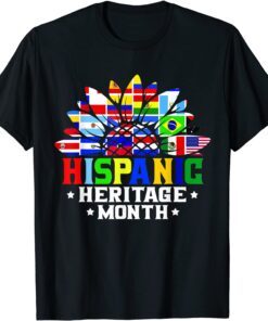 National Hispanic Heritage Month Decoration Flags Sunflower Tee Shirt