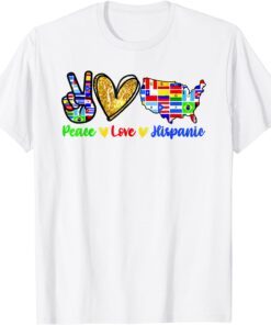 Peace Love Hispanic Heritage Month Decoration Country Flags Tee Shirt