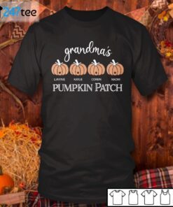 Personalized Grandma’s Pumpkin Patch Grandkid Names Halloween Tee Shirt