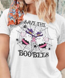 Save The Boo Bees Halloween Breast Cancer Awareness Tee Shirt