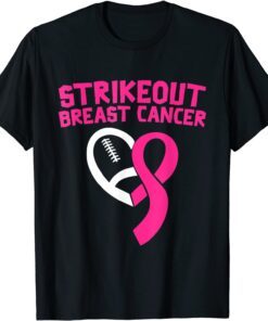 Strike Out Breast Cancer Awareness Pink Ribbon Football T-Shirt