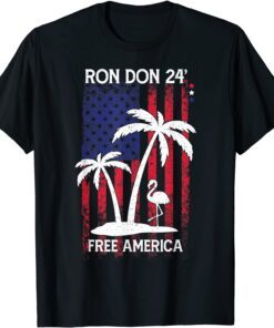 Trump DeSantis Ron Don American Flag Flamingo Stars Tee Shirt