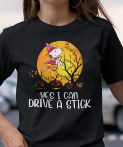 Yes I Can Drive A Stick Snoopy Halloween Tee Shirt