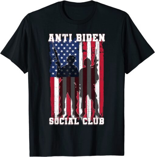 Anti Biden Social Club American Flag Retro Vintage T-Shirt