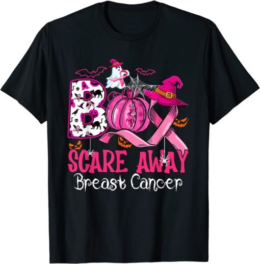 2021 Boo Scare Away Breast Cancer Pink Ribbon Spider Halloween T-Shirt