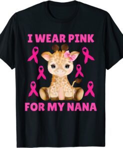 I Wear Pink For My Nana Breast Cancer Awareness Grandma Kids T-Shirt