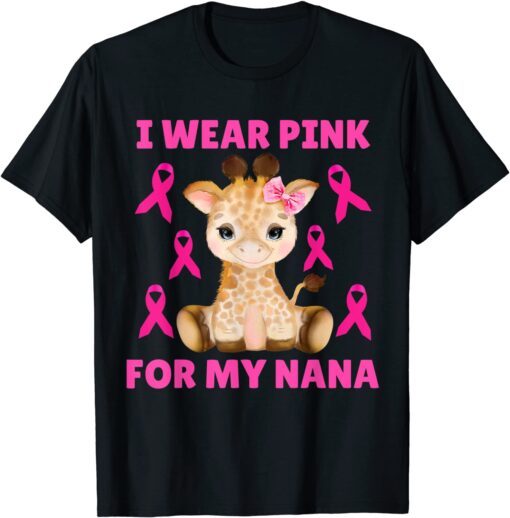 I Wear Pink For My Nana Breast Cancer Awareness Grandma Kids T-Shirt