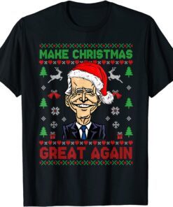 2021 Make Christmas Great Again Funny Joe Biden Santa Hat Knitted T-Shirt